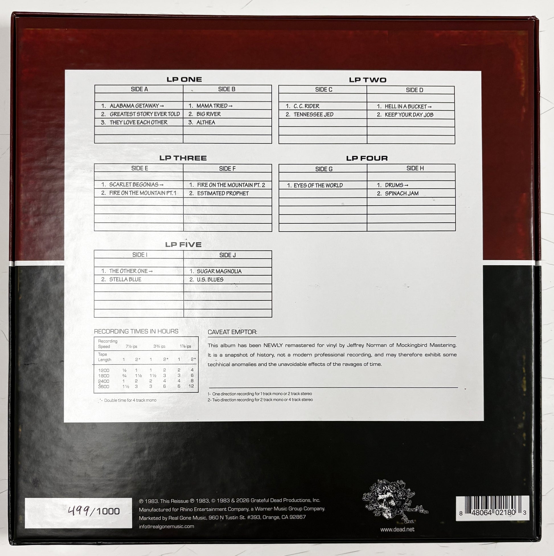 Grateful Dead Dick's Picks 06 (5-LP Set) BACK